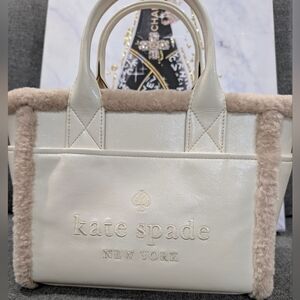 kate spade Jett Faux Shearling Small Tote/Crossbody, Meringue ( cream), EUC